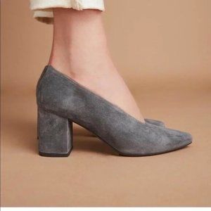 Anthropologie Seychelles Rehearse Suede Block Heel - Gray